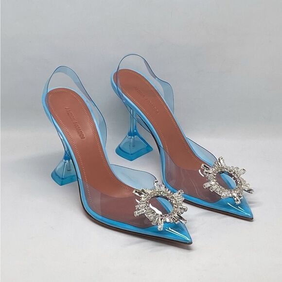 Amina Muaddi Begum Clear Crystal Slingback Pumps size 38 - Picture 4 of 14
